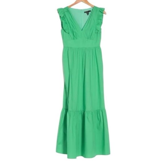 Maggie London Green  V- Neck Sleeveless Solid Maxi  Dress Sz 8 - Picture 2 of 16